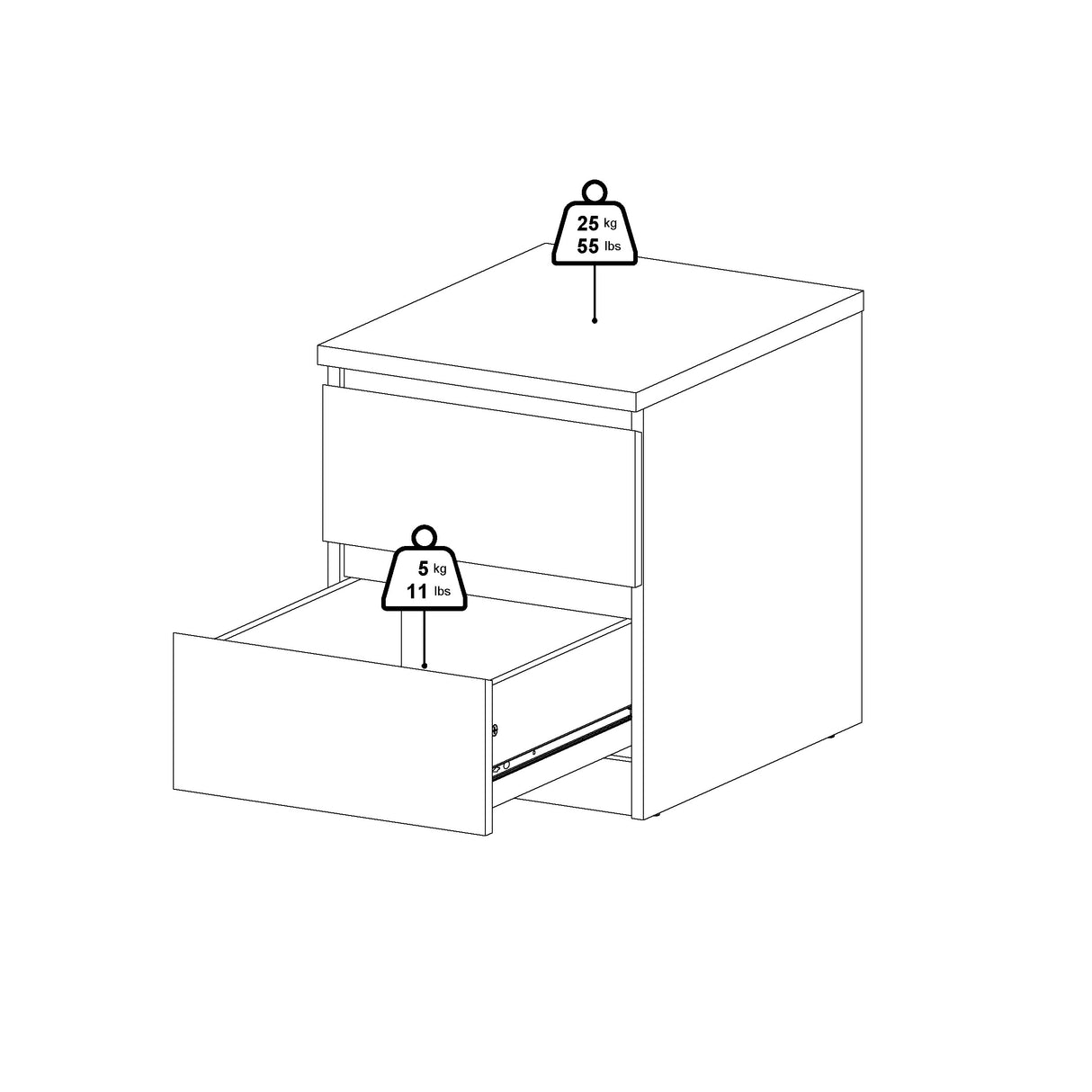 Naia Sengbord m. 2 skuffer, Jackson Hickory