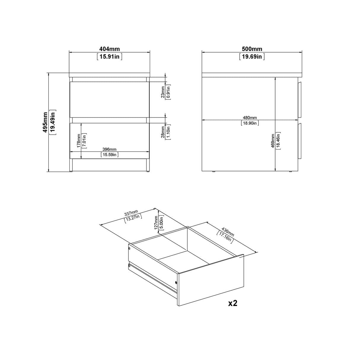 Naia Sengbord m. 2 skuffer, Jackson Hickory