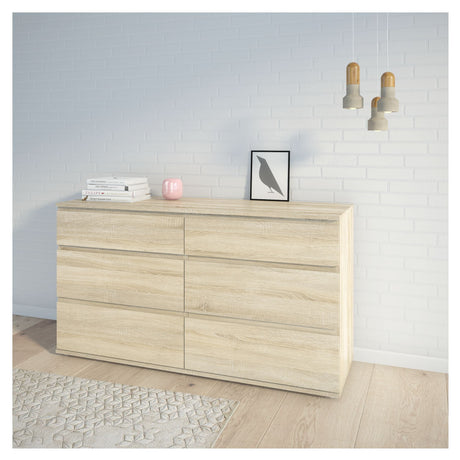 Nova Dobbelt Kommode m. 6 skuffer, Ege-look - Unoliving.com