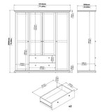 Paris Garderobeskab m. 4 låger og 2 skuffer, 200x181, Hvid - Unoliving.com