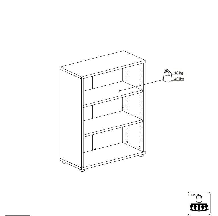 Prima Bogreol - Hvid m/2 hylder - Unoliving.com