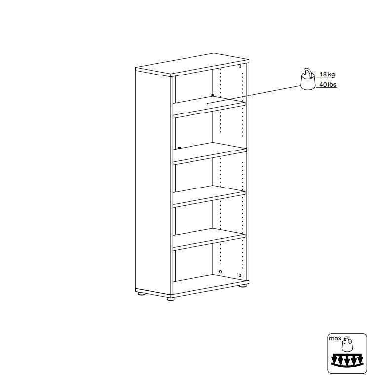 Prima Bogreol - Hvid m/4 hylder - Unoliving.com