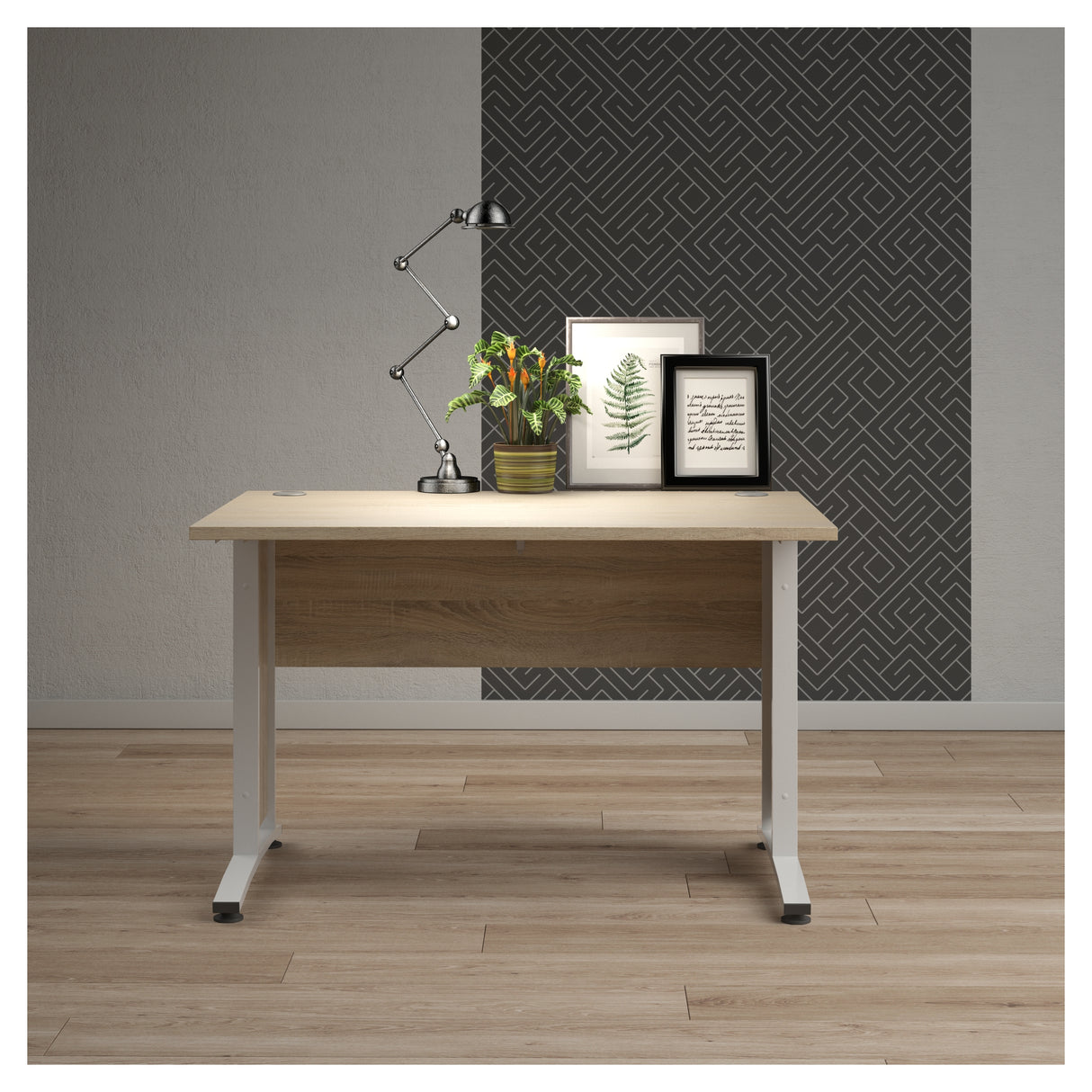 Prima Skrivebord - Lys træ 120cm m/hvide ben - Unoliving.com