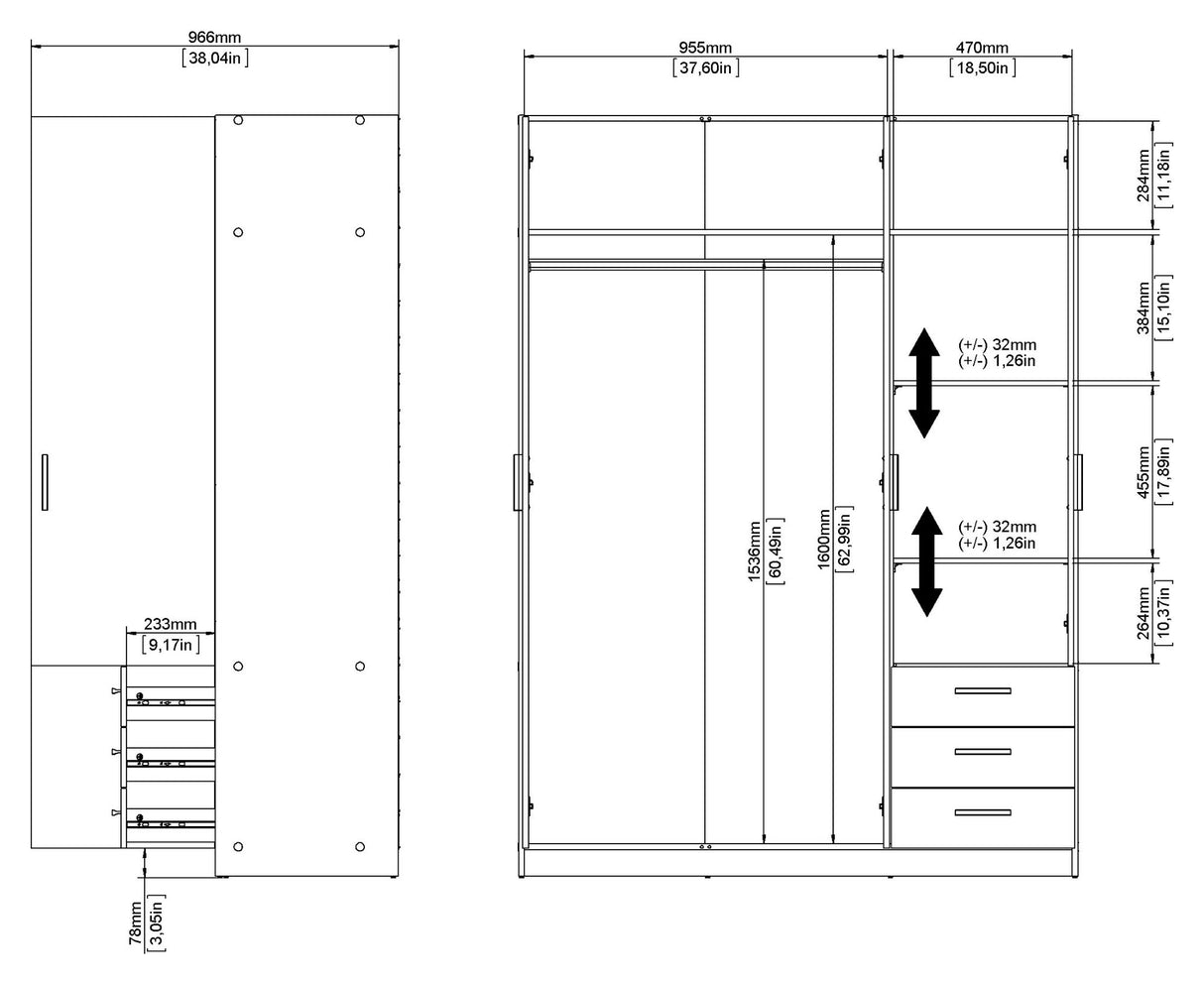 Sprint Garderobeskab 200x147 - Hvid