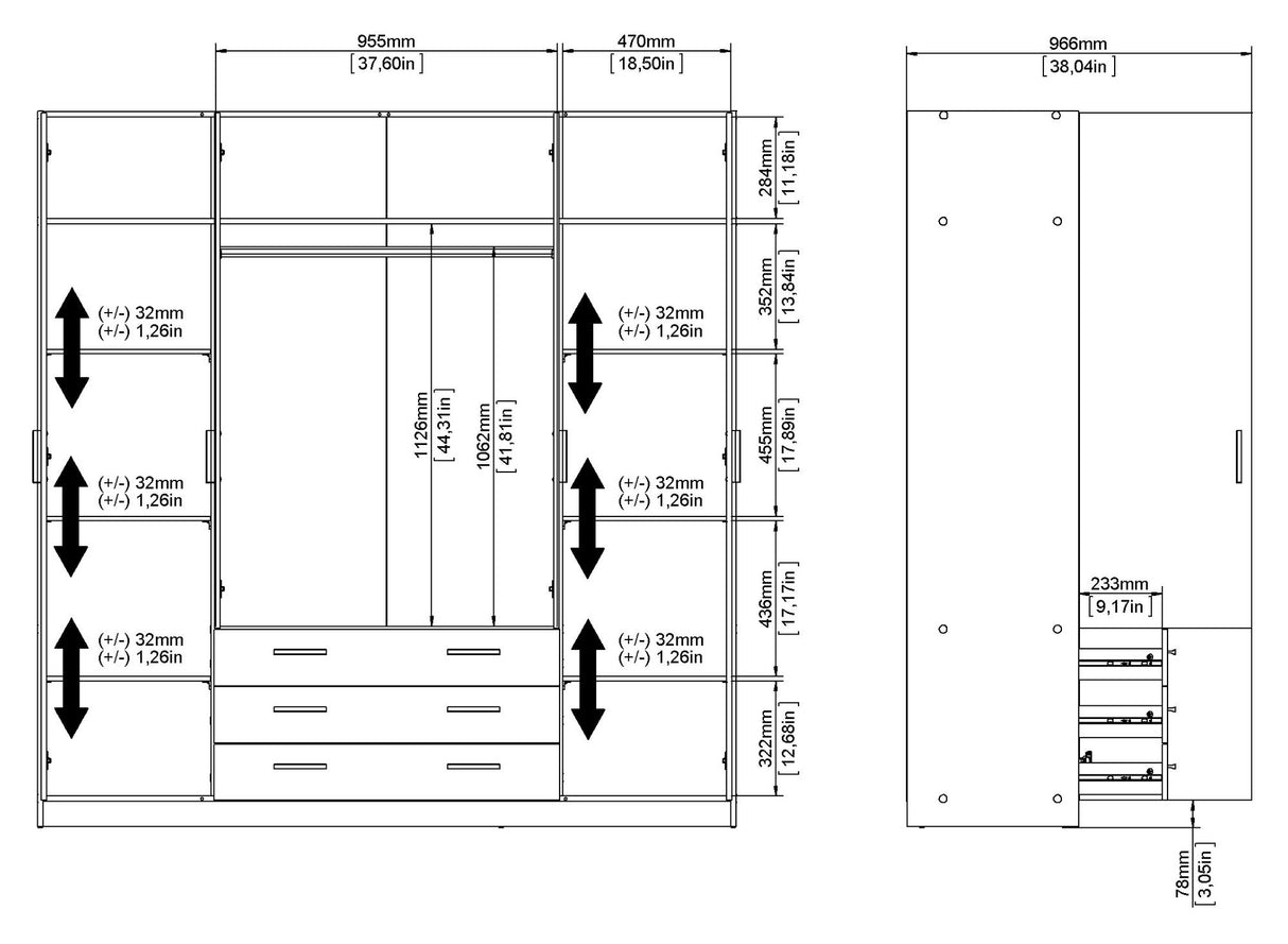 Sprint Garderobeskab 195x200 - Hvid