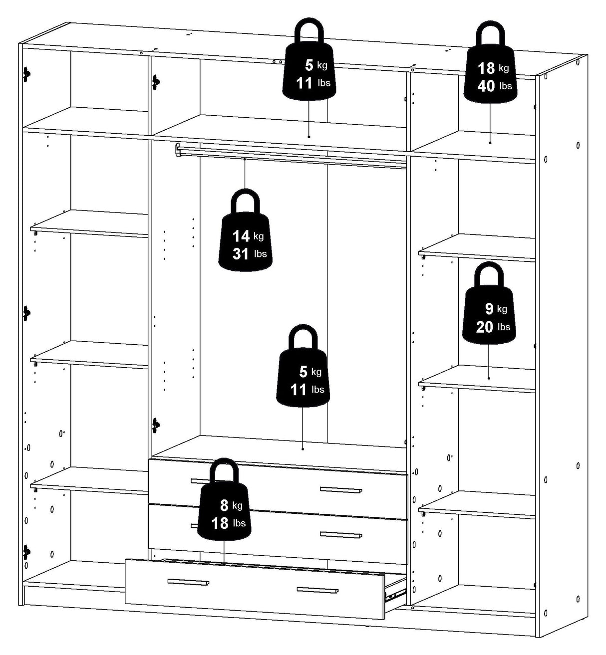 Sprint Garderobeskab 195x200 - Hvid