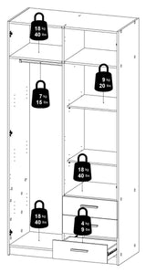 Sprint Garderobeskab 200x98 - Hvid