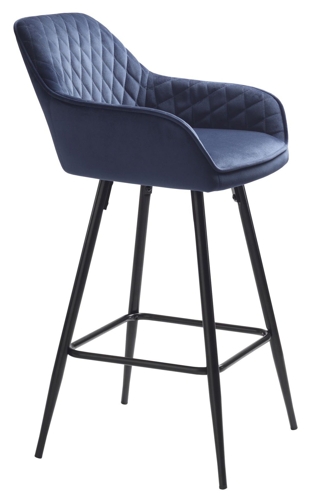 Milton barstol SH: 67cm, Blå Velour - Unoliving.com