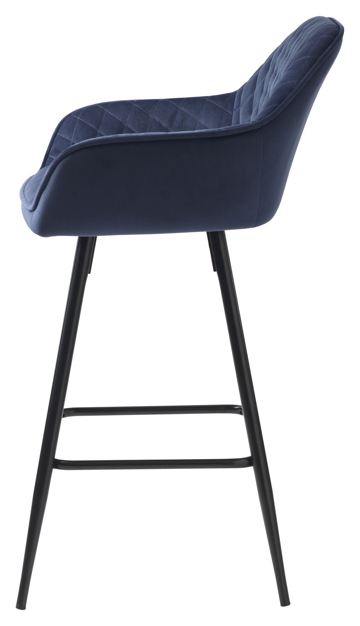 Milton barstol SH: 67cm, Blå Velour - Unoliving.com