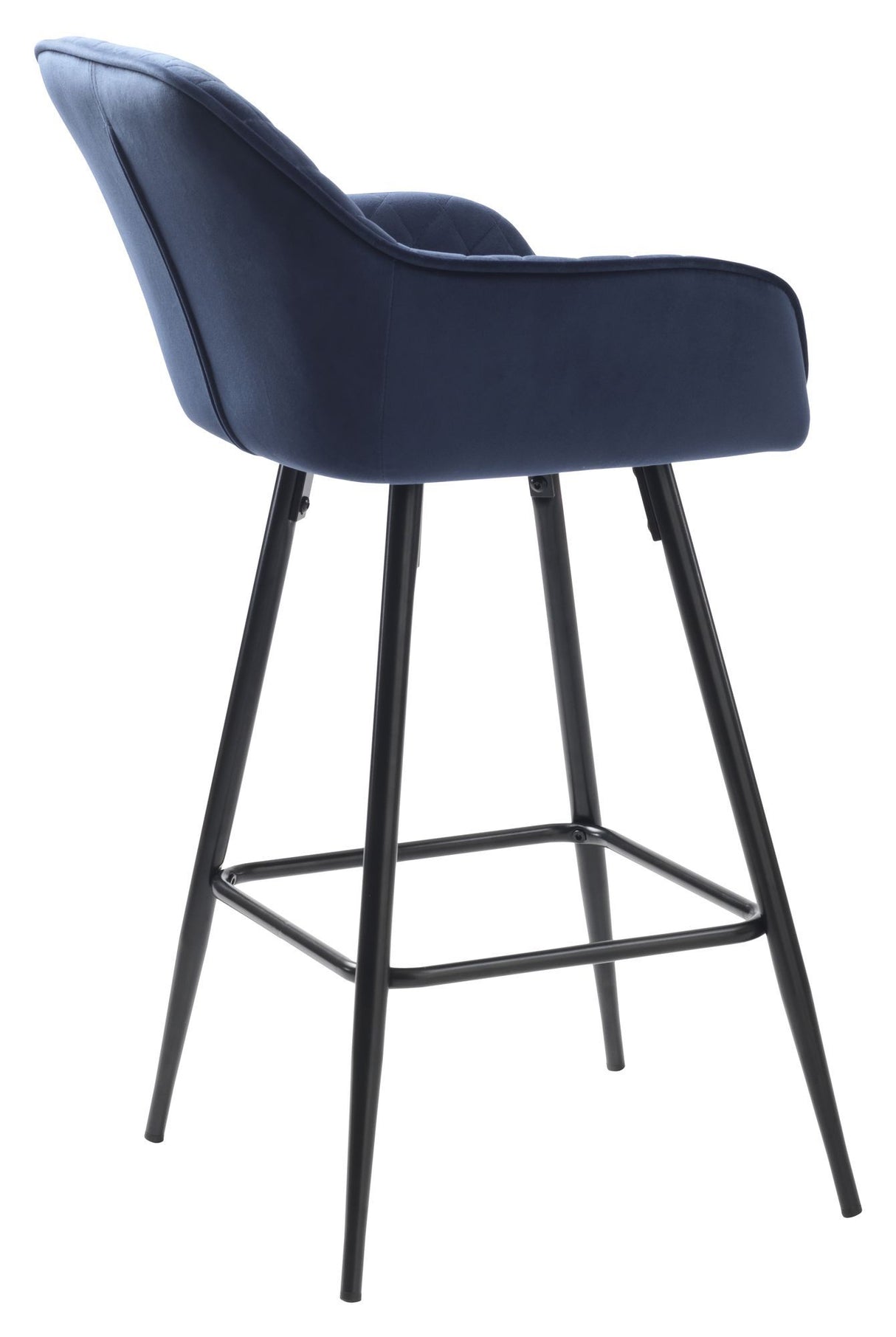 Milton barstol SH: 67cm, Blå Velour - Unoliving.com