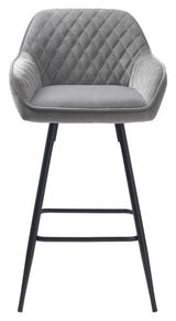 Milton barstol SH: 67cm, Grå Velour - Unoliving.com