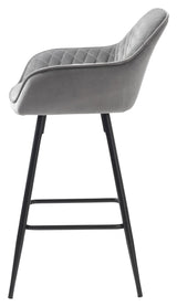 Milton barstol SH: 67cm, Grå Velour - Unoliving.com