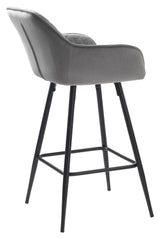 Milton barstol SH: 67cm, Grå Velour - Unoliving.com