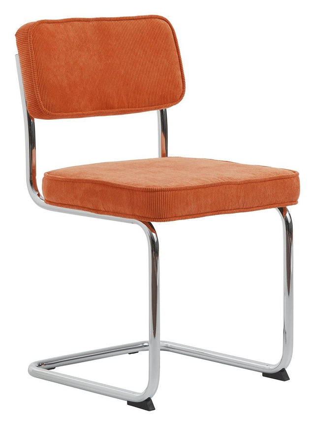 Rupert Spisebordsstol - Orange Fløjl/Krom - Unoliving.com