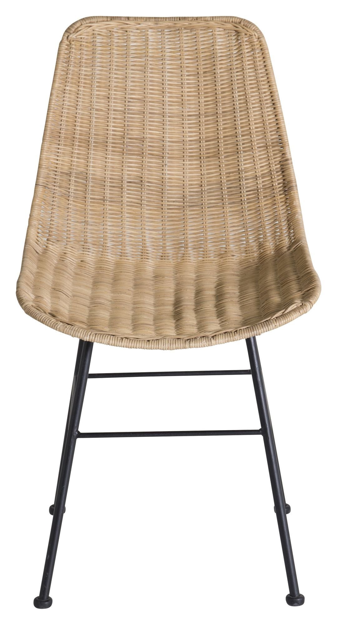 Bali Spisebordsstol, Rattan, sorte metal ben - Unoliving.com