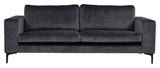 Bolero 3-pers. Sofa, Mørkegrå Velour m. sorte ben - Unoliving.com