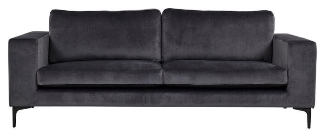 Bolero 3-pers. Sofa, Mørkegrå Velour m. sorte ben - Unoliving.com