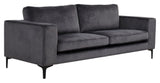 Bolero 3-pers. Sofa, Mørkegrå Velour m. sorte ben - Unoliving.com