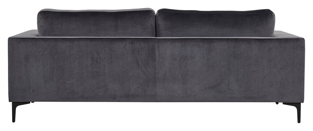 Bolero 3-pers. Sofa, Mørkegrå Velour m. sorte ben - Unoliving.com