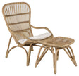 Ella Loungestol, Rattan m. offwhite hynde inkl. Fodskammel - Unoliving.com