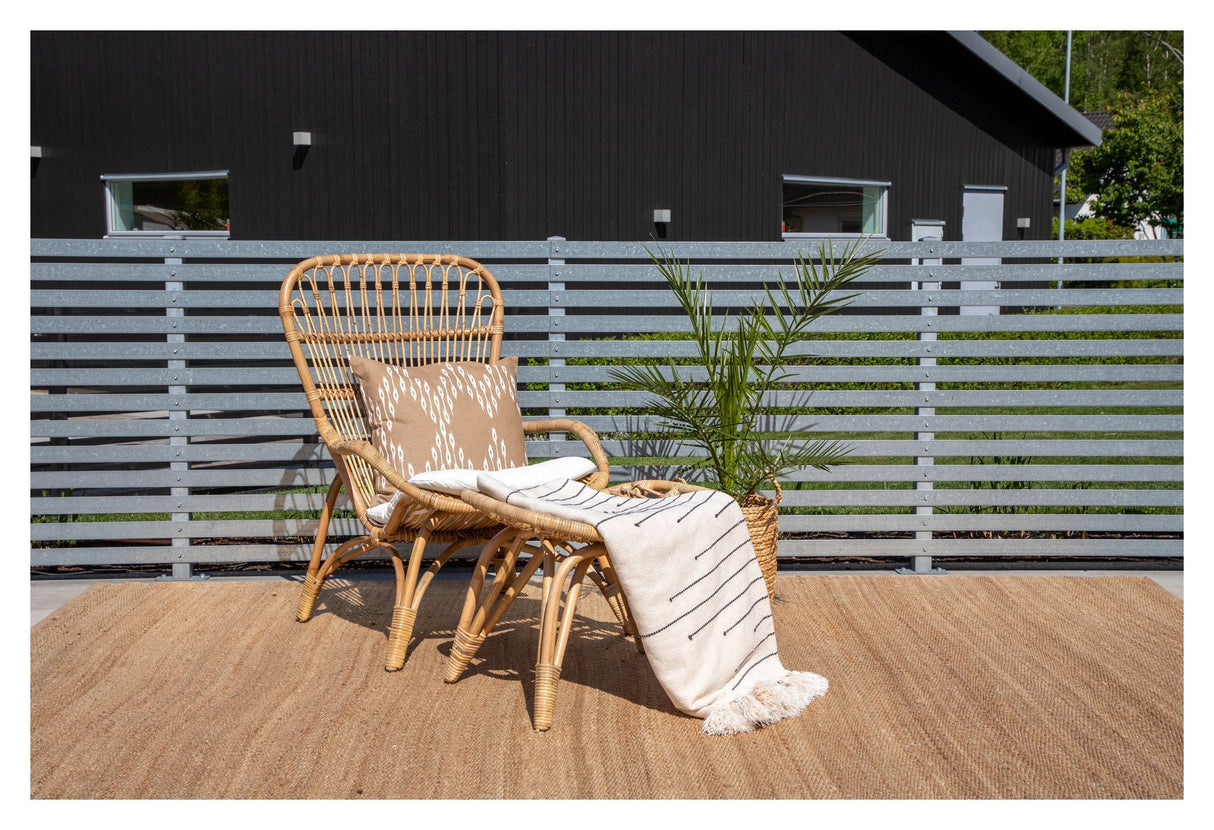 Ella Loungestol, Rattan m. offwhite hynde inkl. Fodskammel - Unoliving.com