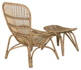 Ella Loungestol, Rattan m. offwhite hynde inkl. Fodskammel - Unoliving.com