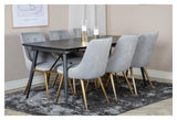 Gold Spisebord m. udtræk, Sort finér, 180x85 - Unoliving.com