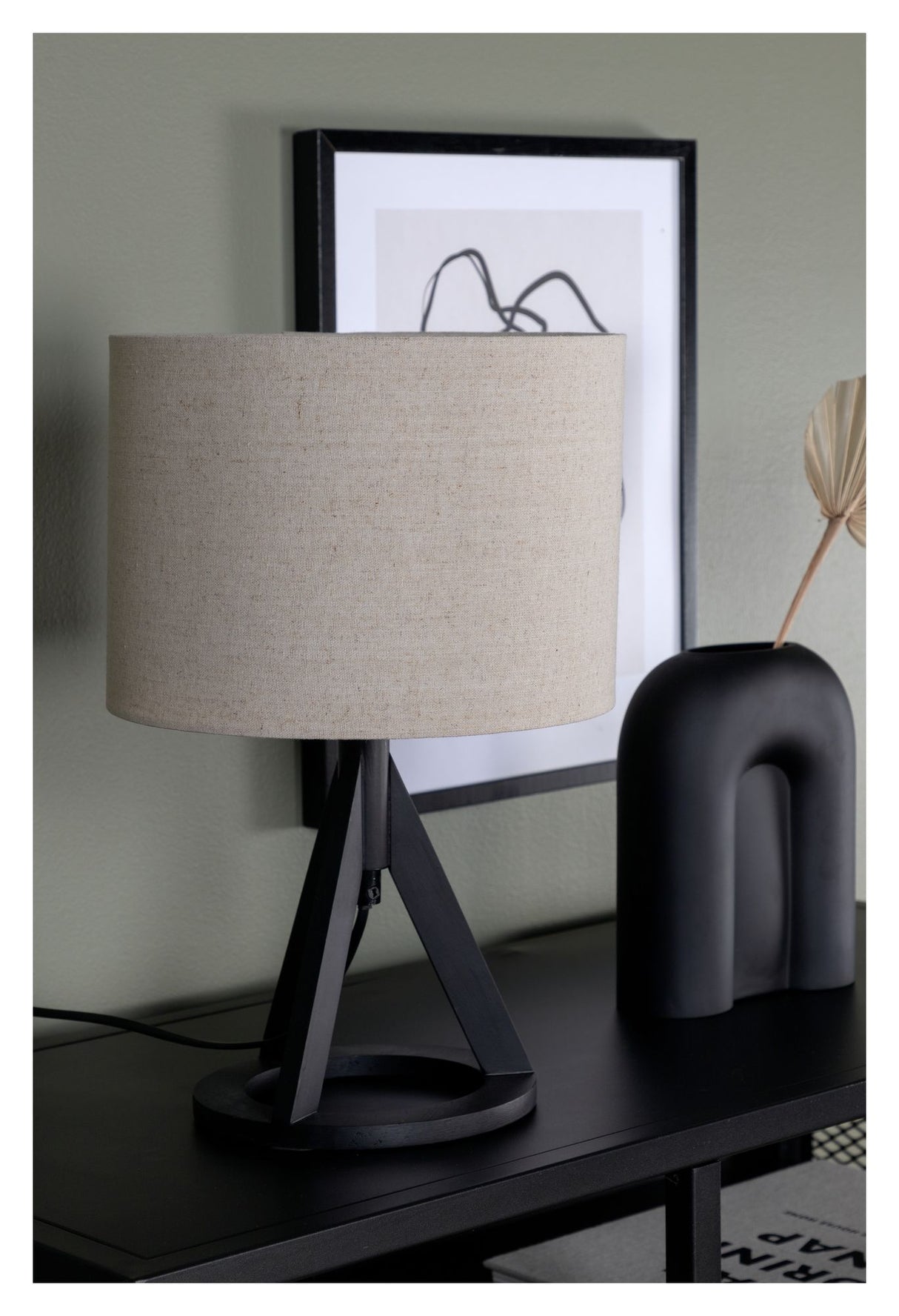 Kona Bordlampe, Sort/Linen - Unoliving.com