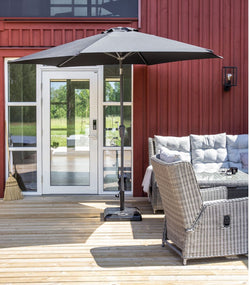 Leeds Parasol, 3m, Grå Alu/Grå Stof - Unoliving.com