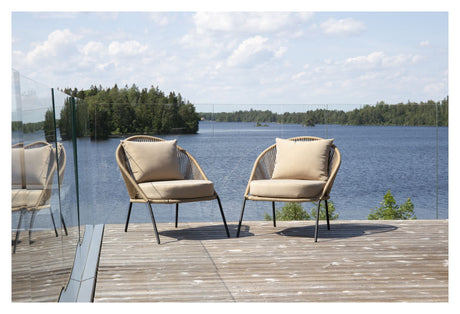 Lindos Loungestol, Sort Alu/Latte Reb/Beige Hynde - Unoliving.com