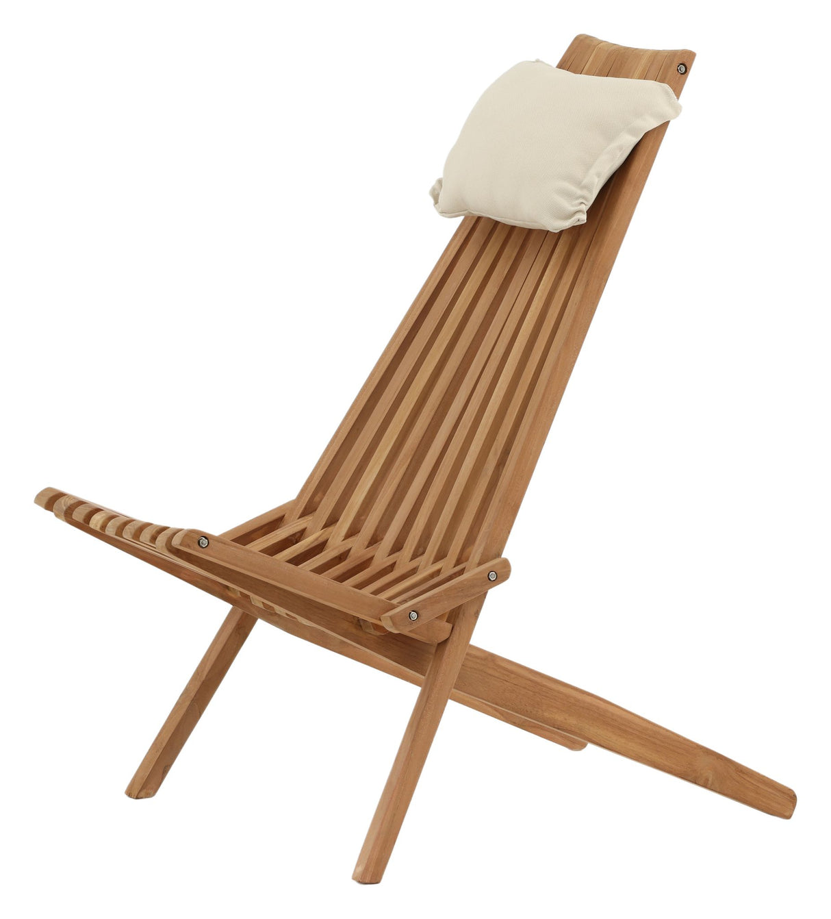 Loungestol m. beige pude - Teak