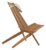 Loungestol m. beige pude - Teak