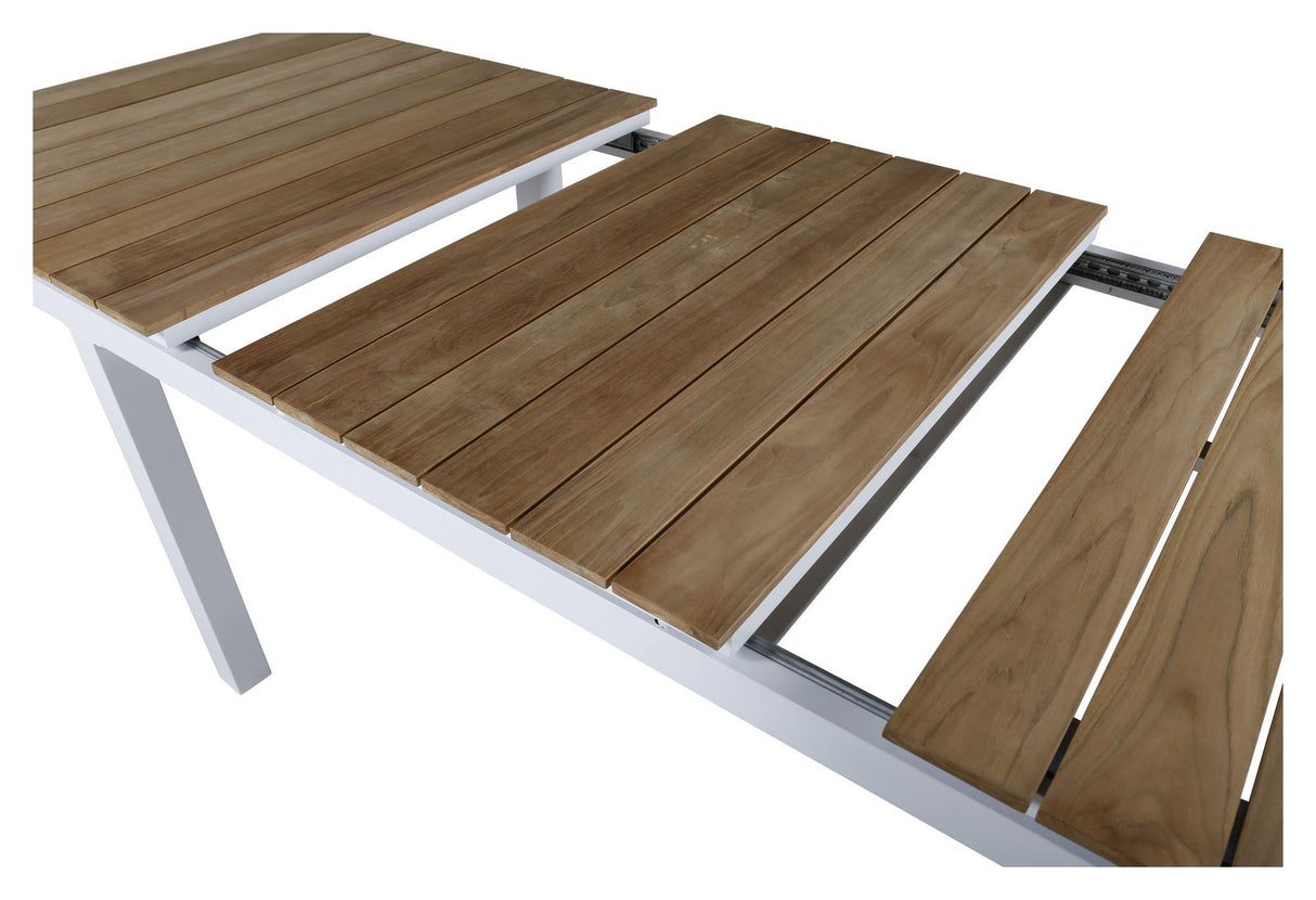 Mexico, Havebord 180/240, Hvid alu/teak - Unoliving.com