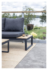 Panama Loungesofa m. bord, Sort Alu/Acacie/Grå Hynde - Unoliving.com