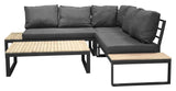 Panama Loungesofa m. bord, Sort Alu/Acacie/Grå Hynde - Unoliving.com