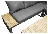 Panama Loungesofa m. bord, Sort Alu/Acacie/Grå Hynde - Unoliving.com