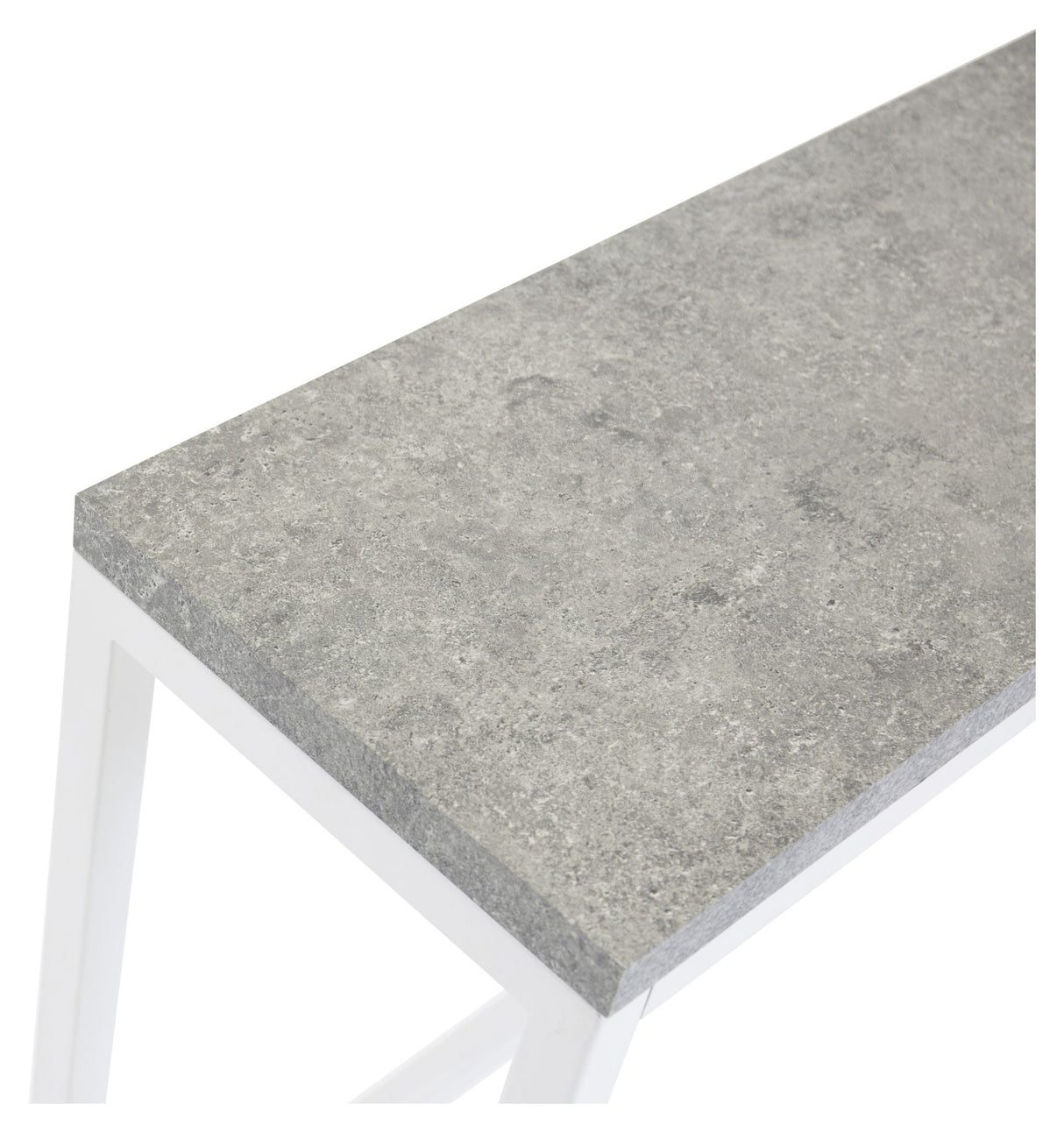 Rise Sidebord - Beton-look/Hvide Metalben, 110x30 - Unoliving.com