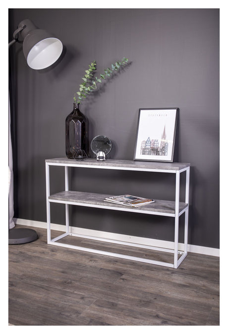 Rise Sidebord Double - Beton-look/Hvid, 110x30 - Unoliving.com