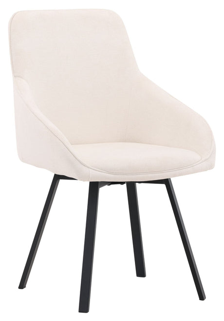 Rosie Spisebordsstol, Sort, Beige Stof - Unoliving.com