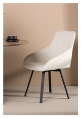 Rosie Spisebordsstol, Sort, Beige Stof - Unoliving.com