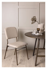 Seda Spisebordsstol, mat Brun, Beige Stof - Unoliving.com