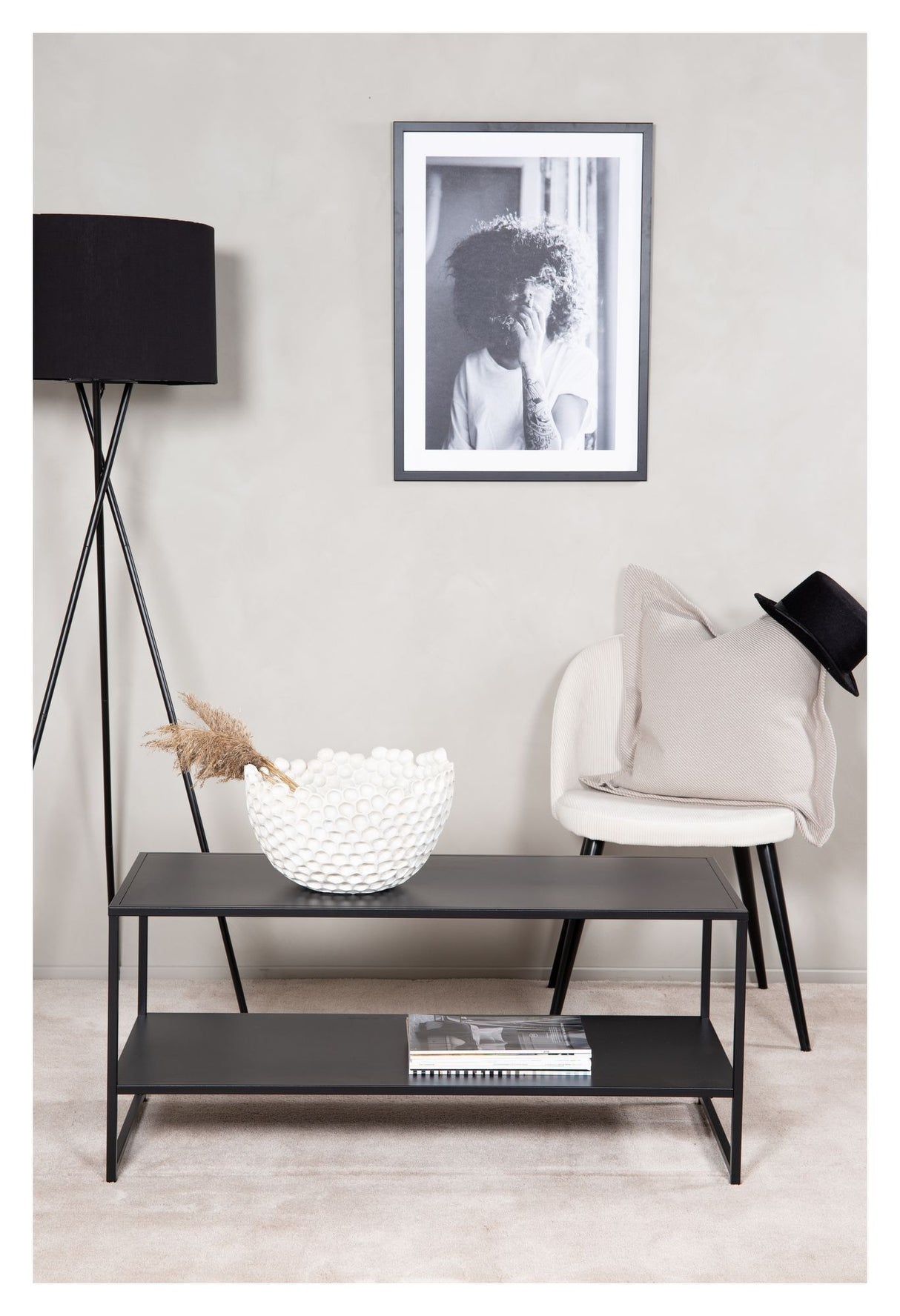 Staal, Sofabord m. hylde, Sort metal - Unoliving.com