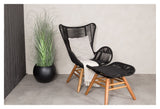 Tingeling Loungestol inkl. Fodskammel, Sort Reb/Acacie - Unoliving.com