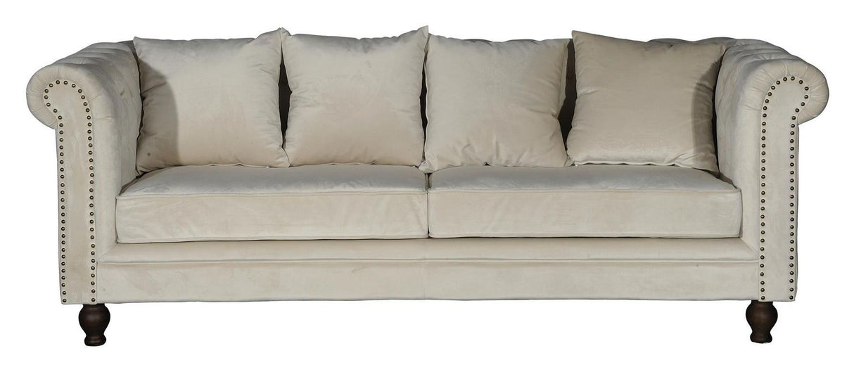 Velvet 3-pers. Sofa, Beige Velour - Unoliving.com