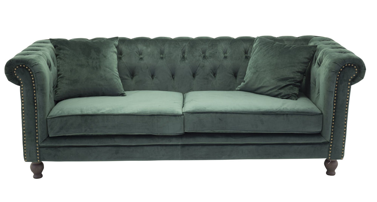 Velvet 3-pers. sofa - Grøn Velour - Unoliving.com