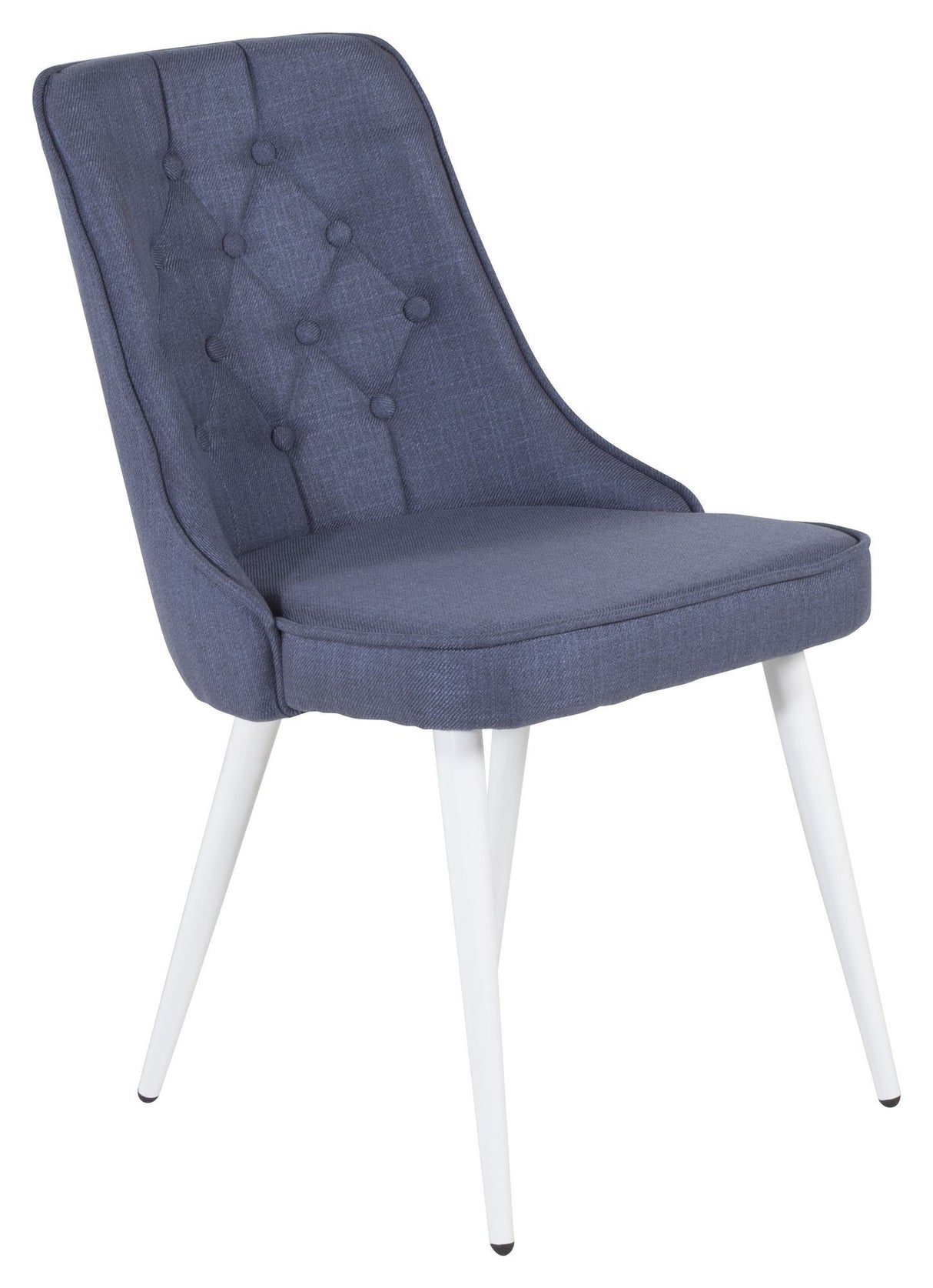 Velvet Delux Spisebordsstol, Blå, Hvide metalben - Unoliving.com