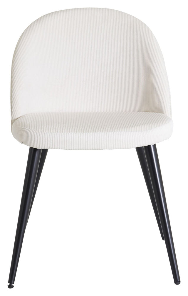 Velvet Spisebordsstol, Off white fløjl, sorte metal ben - Unoliving.com