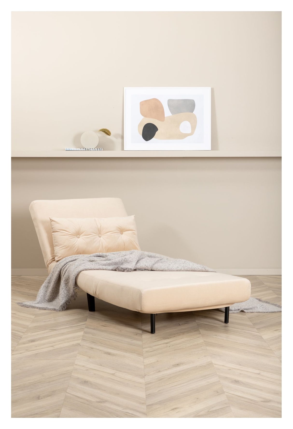 Vicky Sovesofa 73x190 - Beige fløjl - Unoliving.com