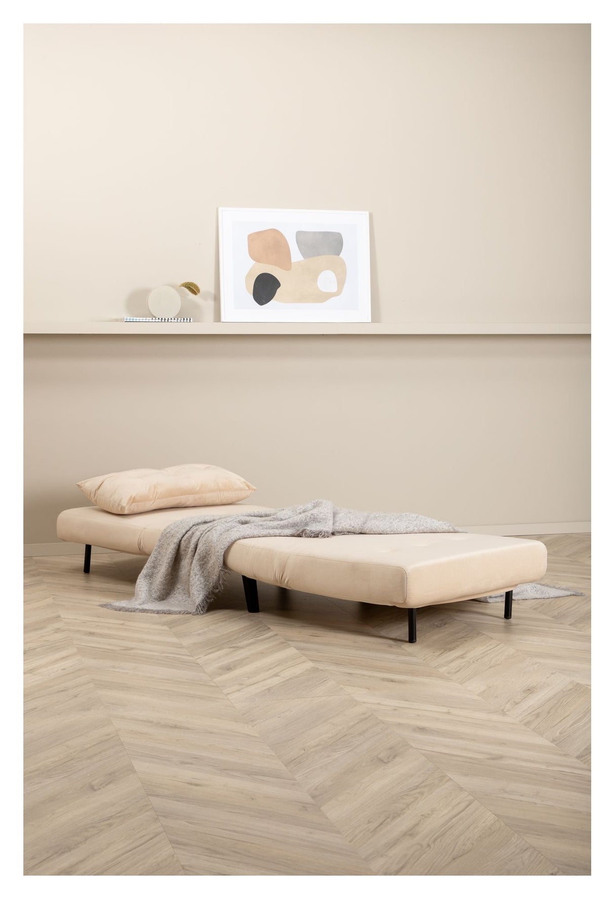 Vicky Sovesofa 73x190 - Beige fløjl - Unoliving.com