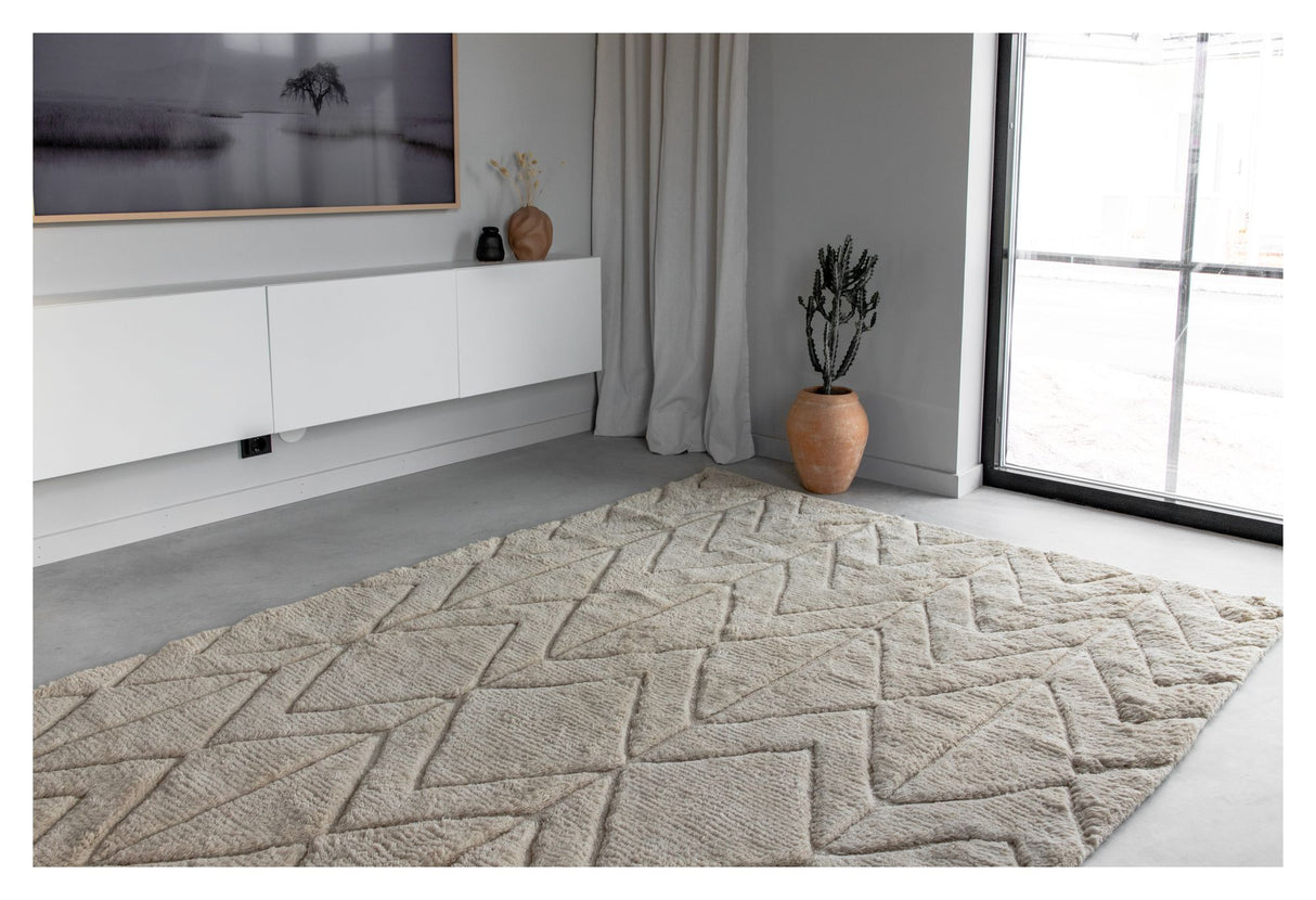 Zoe uldmix tæppe, 300x400, Beige - Unoliving.com